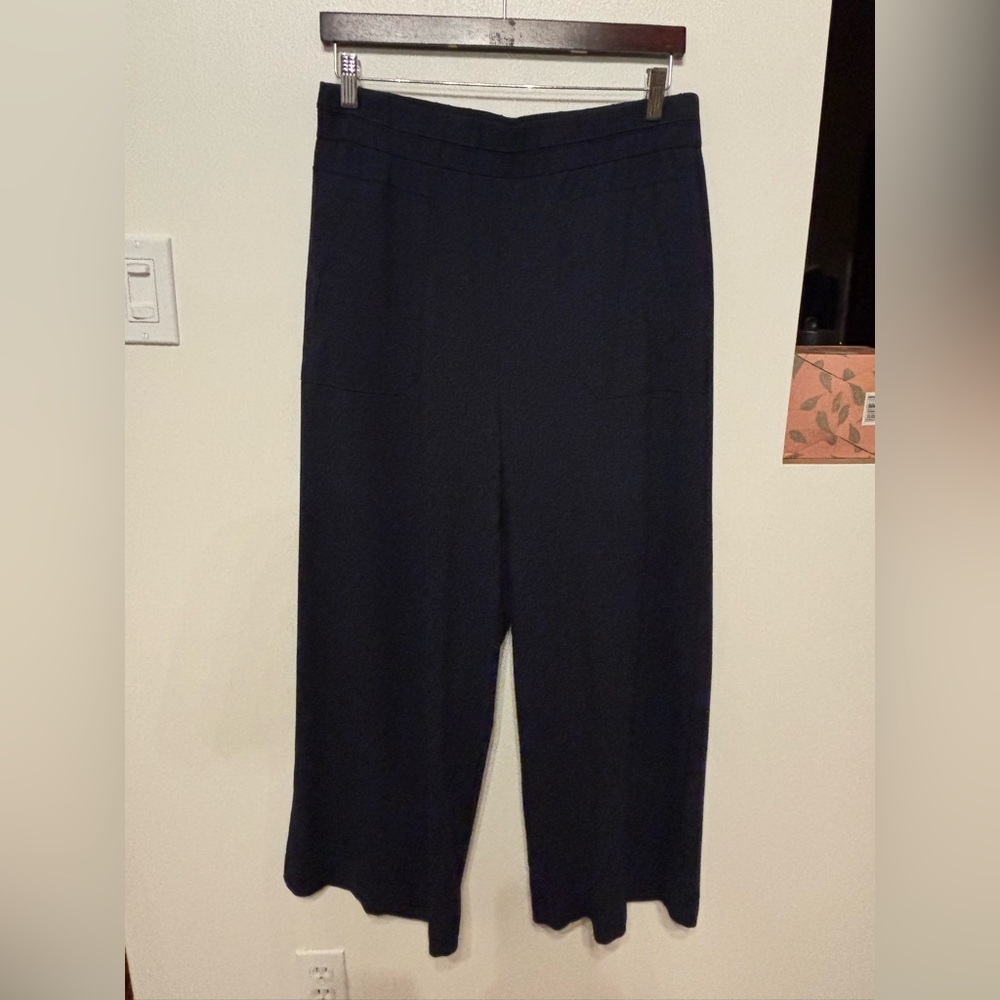 Wit & Wisdom Navy High Waist Patch Pocket Wide-Leg Pull-On Pants